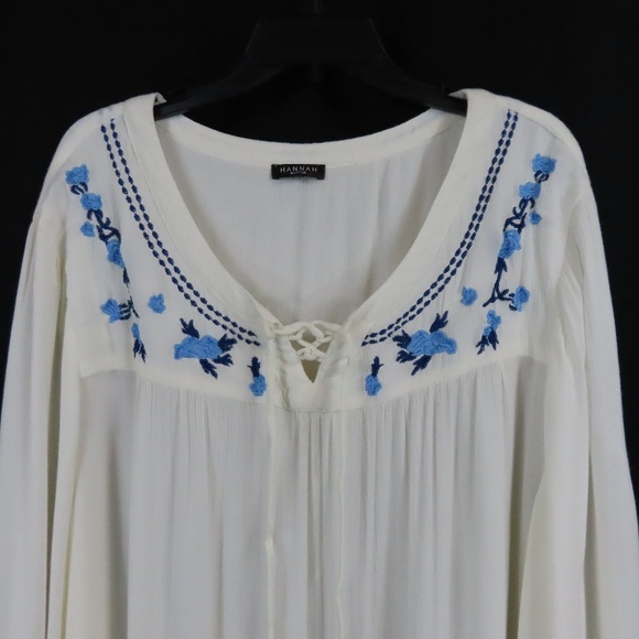 Hannah Plus Size Viscose Machine Embroidery Tunic Shirt Sz. 3X - Picture 4 of 12